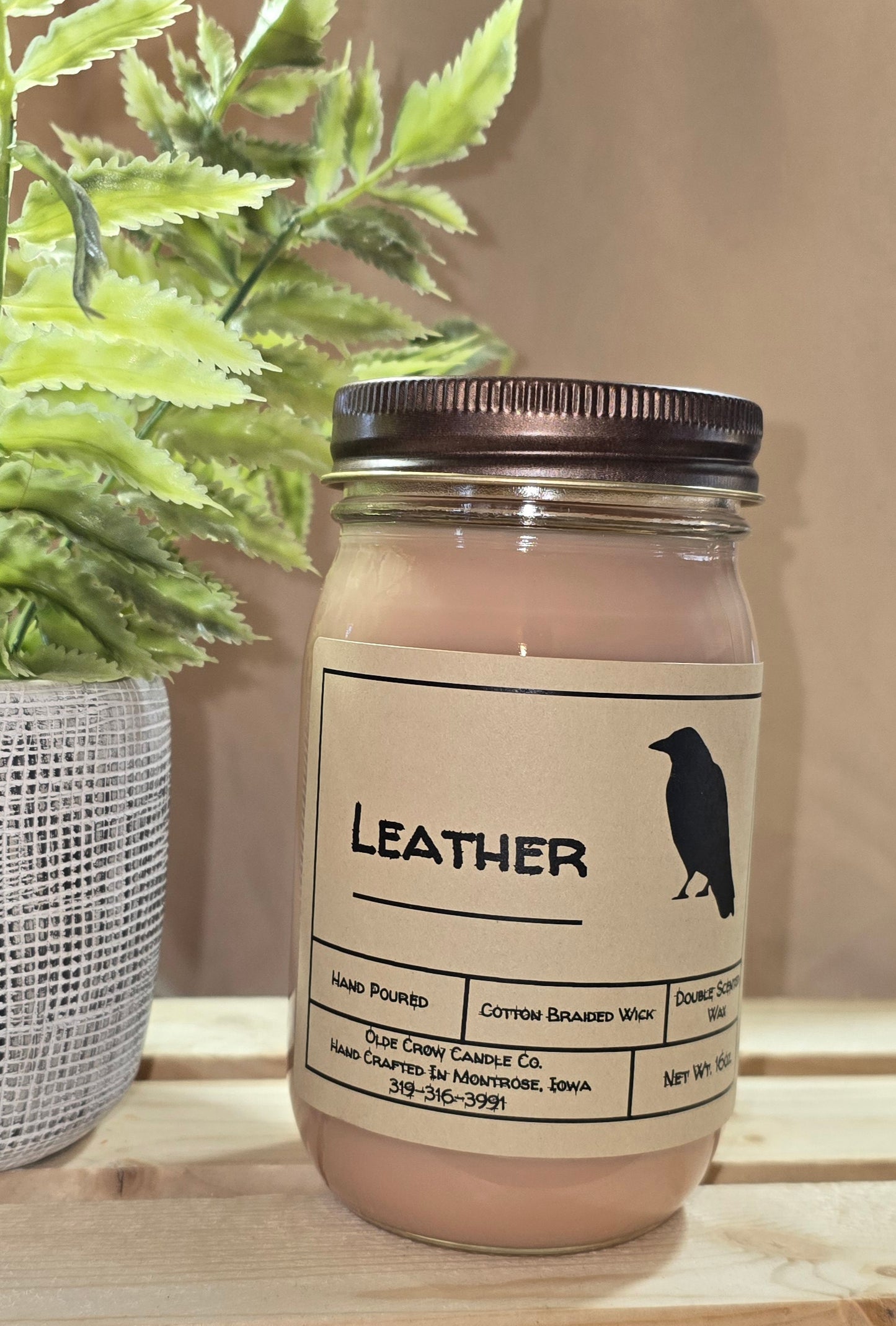 16oz Leather candle
