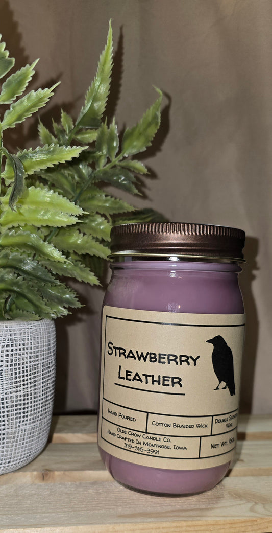 16oz Strawberry Leather candle