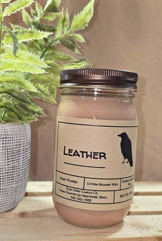 16oz Leather candle